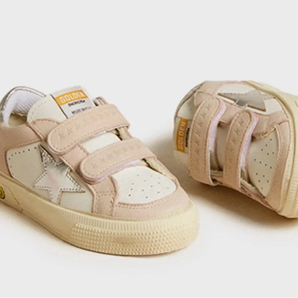 Golden Goose Kids Cream and Pink Sneakers